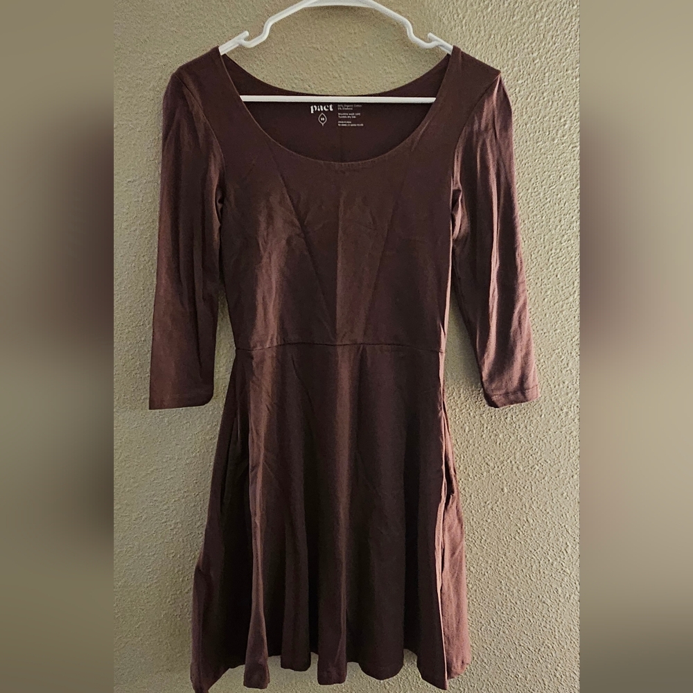 Pact Mauve Fit & Flare Dress Size XS